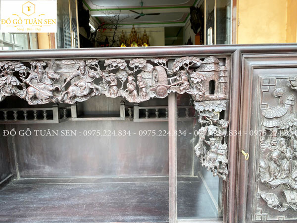 Nét đẹp tủ chè gỗ gụ hàng đục tay 